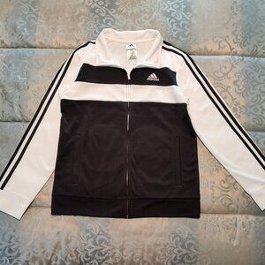 Adidas kid's black & white track jacket, excellent condition, size L (14/16)